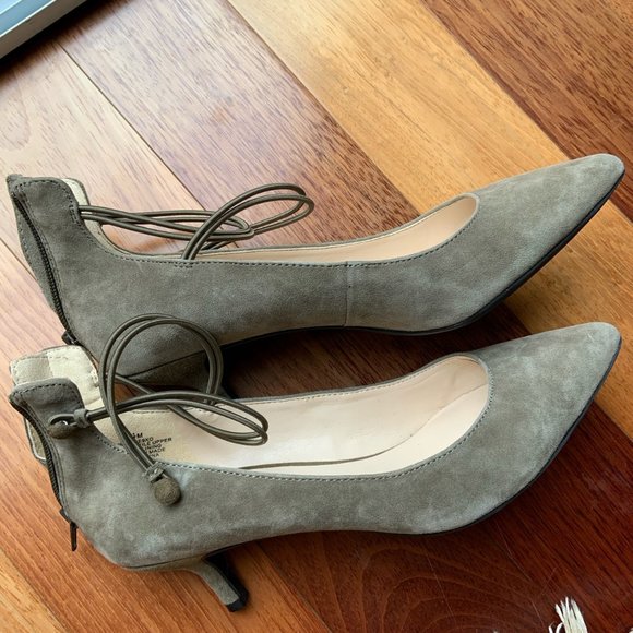 Nine West Khaki Suede Pointy Kitten Heels - Picture 1 of 5